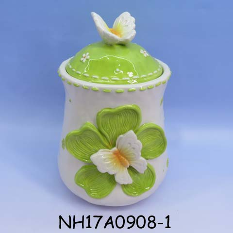 Cosmos flower shape Ceramic Cookie Jar,Ceramic Candy Pot