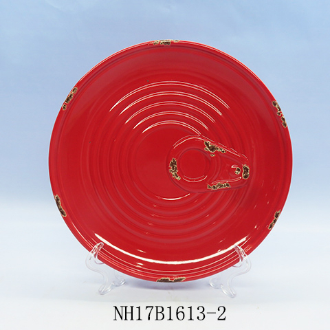 Personality red rustic round ceramic candy dishes