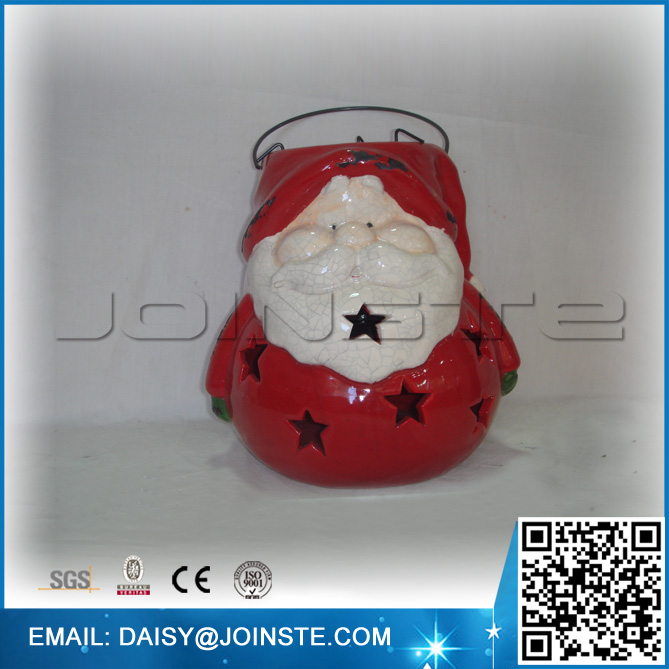 Fat Santa Claus ceramic christmas candle holders