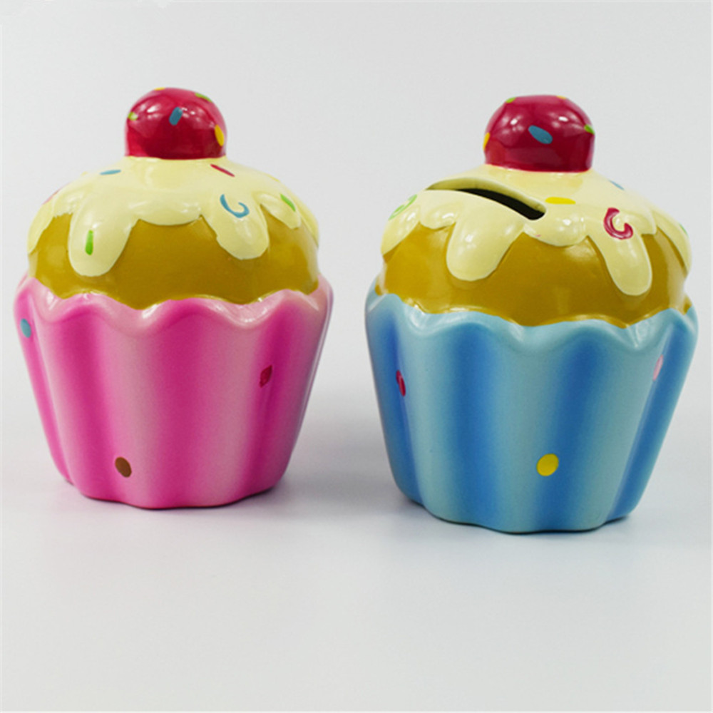 Funny ceramic  cup cake shape money box   custom  hand made    coin bank  piggy bank