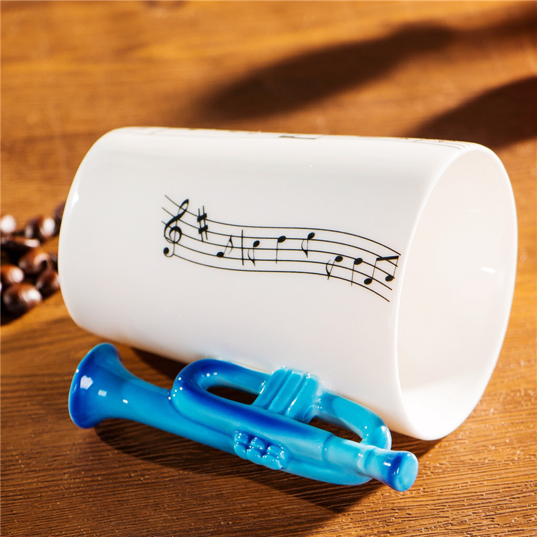 Cornet trombone tuba Handle Ceramic Coffee Mug cup, Custom musical instruments Mug