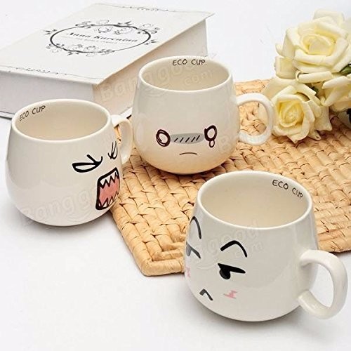 Creative Cute Expression Ceramic Cups Cute Face Mug Tea Coffee Milk Cup