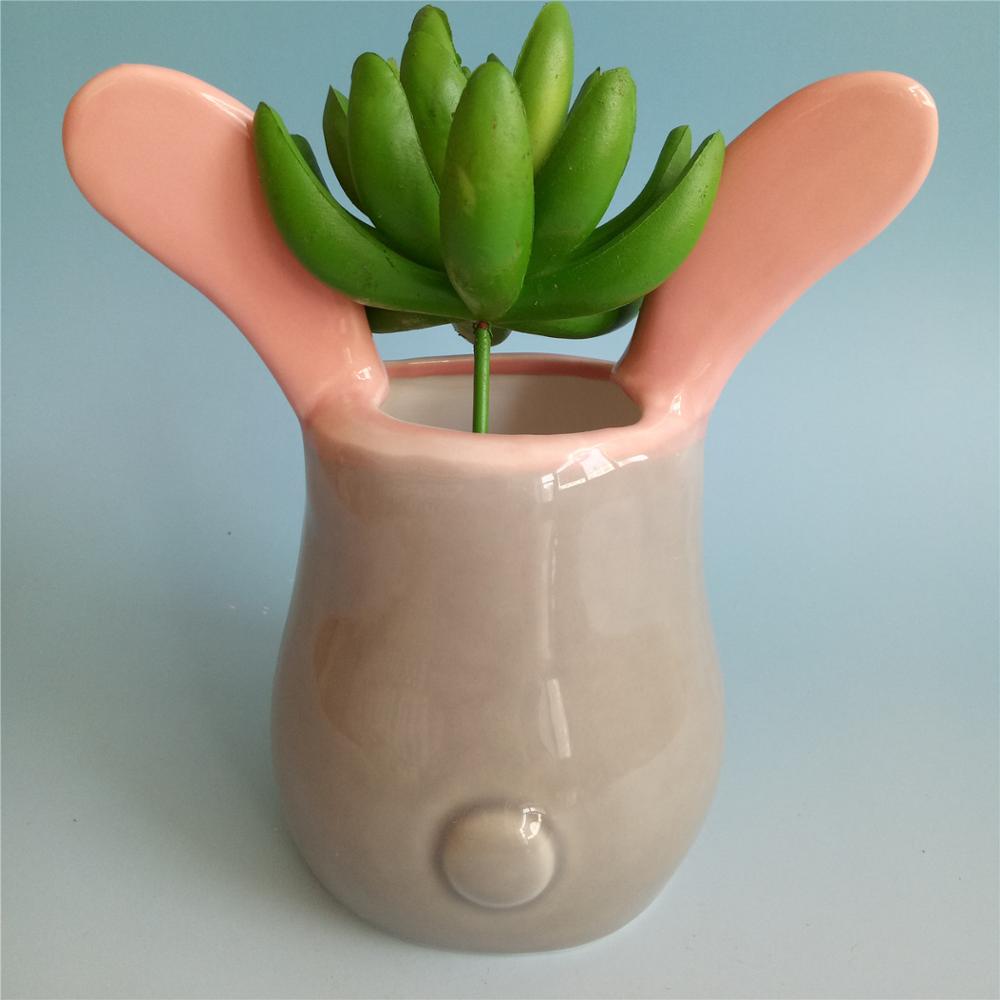 Custom  cute rabbit ceramic flower pot  mould  garden  flower pot