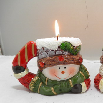 Christmas ceramic santa candle holders