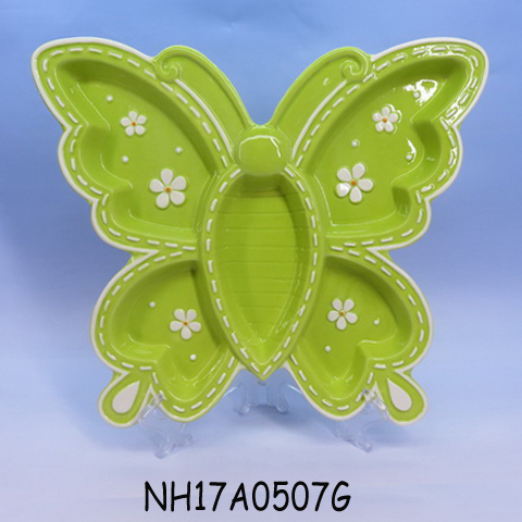 Butterfly Shape ceramic divided plate, Custom accept