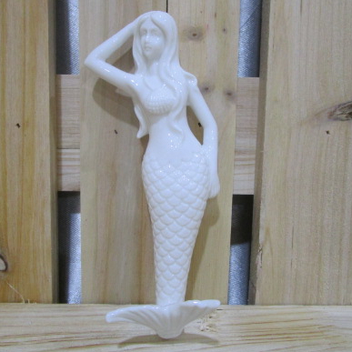 Ceramic Mermaid Coastal Figurine, White color porcelain miniature figurines