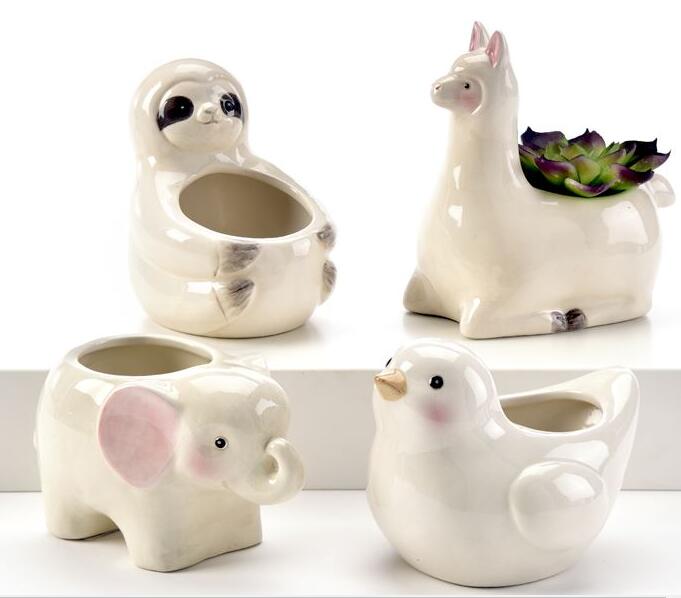 DOLOMITE SUCCULENT ANIMAL  SLOTH AND LLAMA PLANTERS