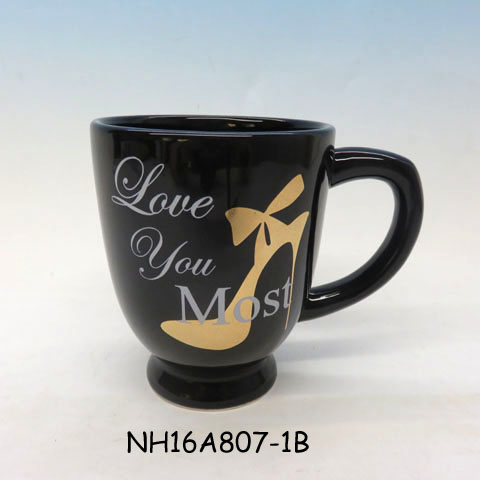 Love You Most Stoneware Ceramic coffee Mug, 16 oz, Black