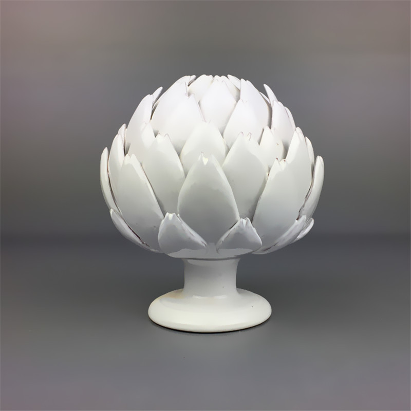 Ceramic Lotus Petals Style Flower Candle holder Tea Lights holder Home & Table top Decoration (White)