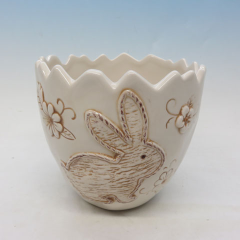 Set of 2 Pieces Ceramic Bunny Rabbit Egg Cups Holders Stands, Custom accept