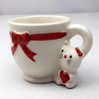 Customized white color 3d ceramic mug with bunny handle coffee mug