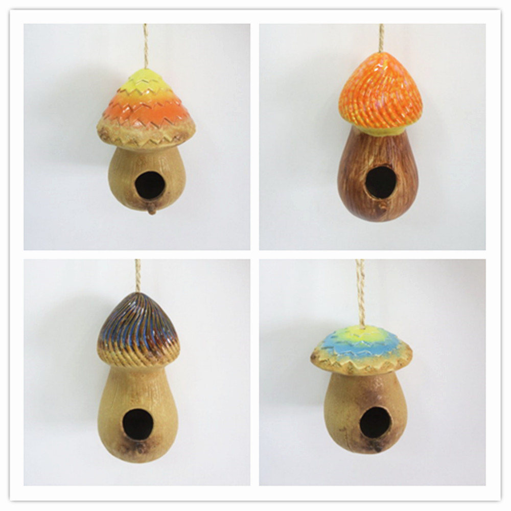 Ceramic mushroom shape birdhouse , hanging pet bird house