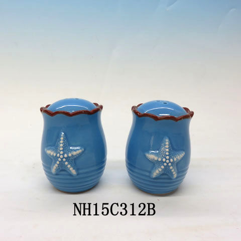 Home Essentials blue with sea animals Ceramic salt and pepper set