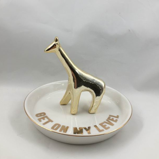 Elegant Giraffe Ceramic Ring Dish, Trinket Dish, Custom accept