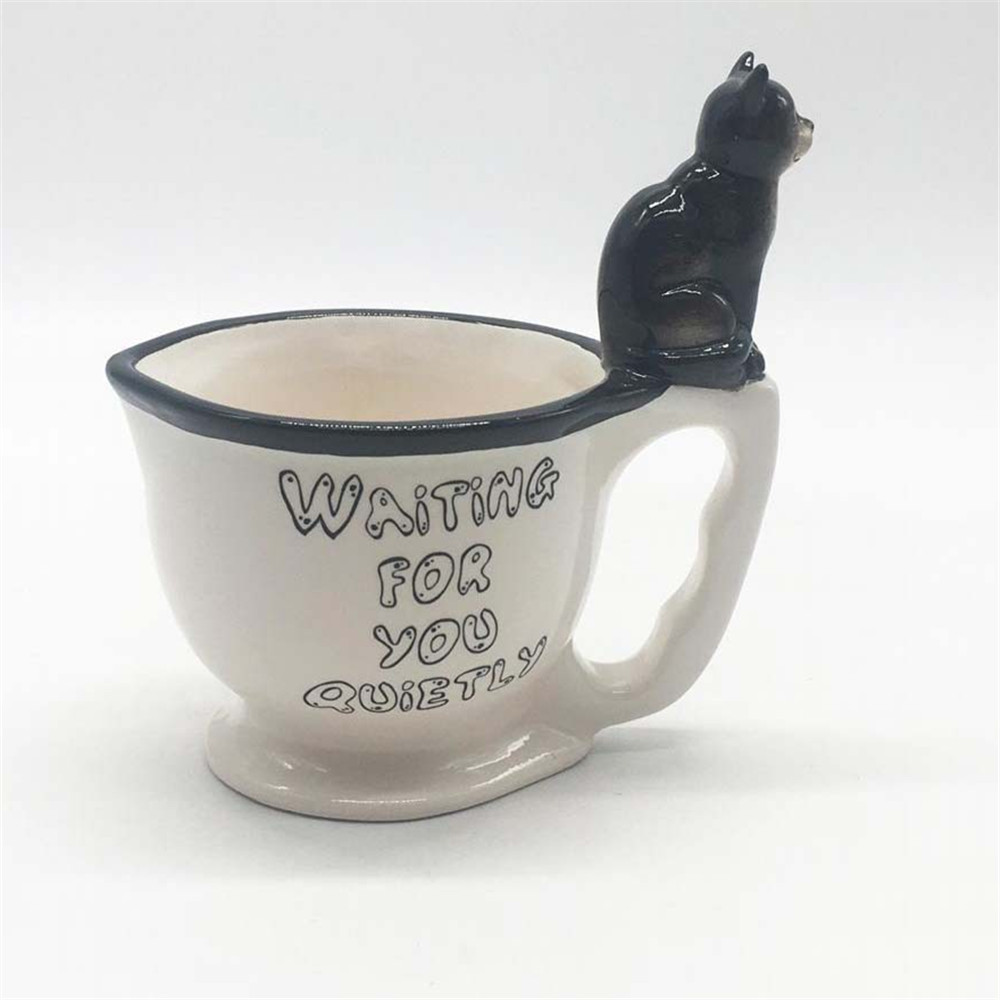 Ceramic novelty  toilet coffee mug hand painted coffee mugs with cat