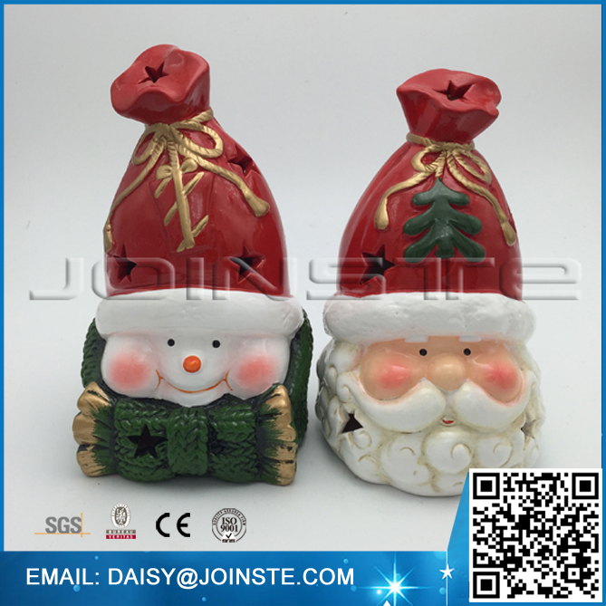 Flashing Santa and Snowman porcelain doll heads