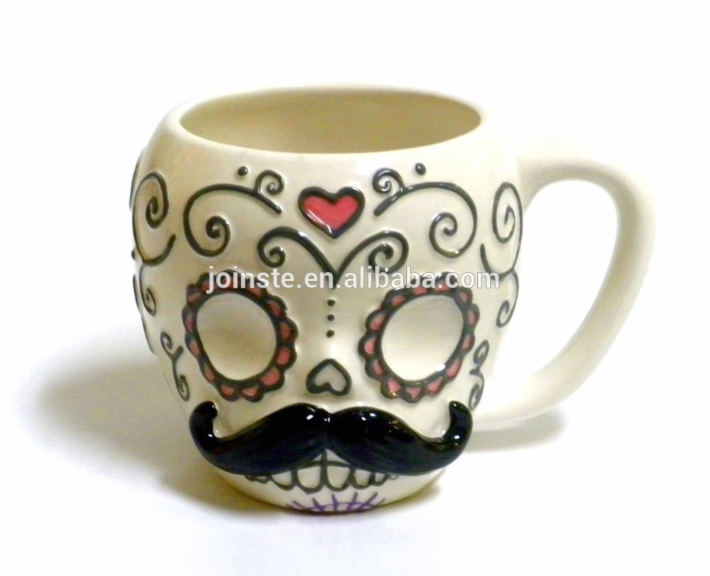 Skull emboss cute mugs for halloween gift