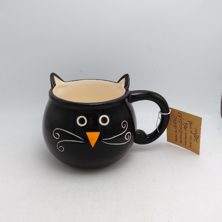 Cute Cat Ceramic Mug Funny Cat Shaped Cup for Coffee Tea Black,12 oz Halloween Gifts