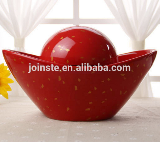 Custom red shoe-shaped ingot decoration ceramic decoration pieces