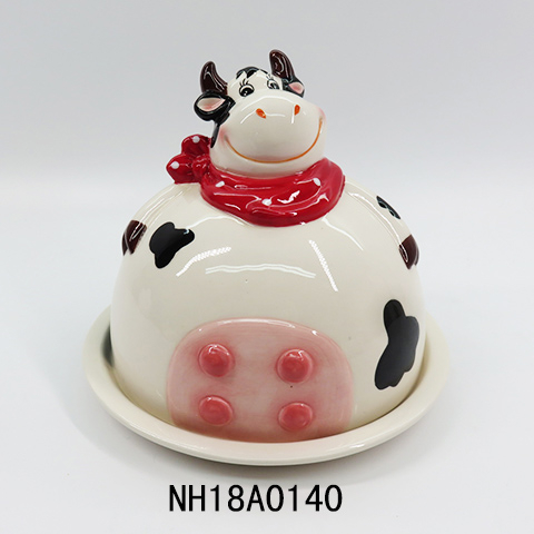 Butter Dish Cow Shaped Porcelain