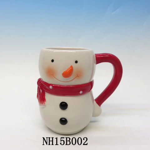 1 liter snowman design beer ceramic mug