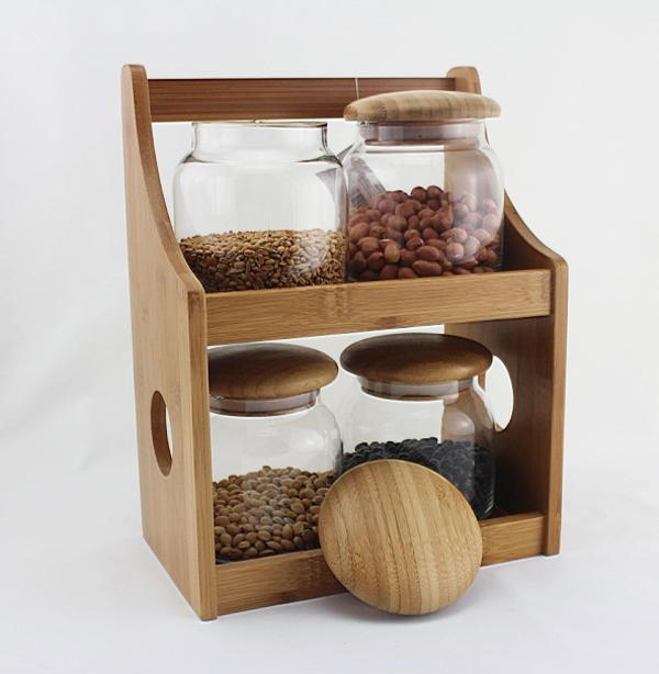 Bamboo Spice Rack two tier Kitchen Countertop Worktop Display Organizer Spice Bottles Holder Stand Shelves