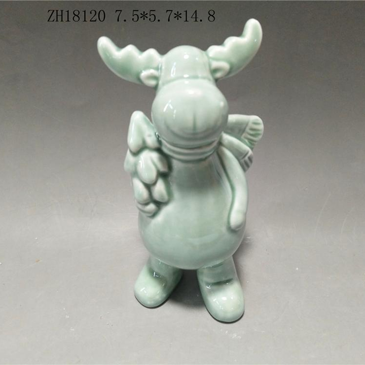 Cute desktop decorative custom ceramic figurines reindeer ceramic figurines