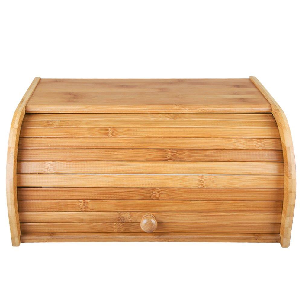 Bamboo Bread Box, Large Capacity Roll Top Bread Holder for Kitchen Food