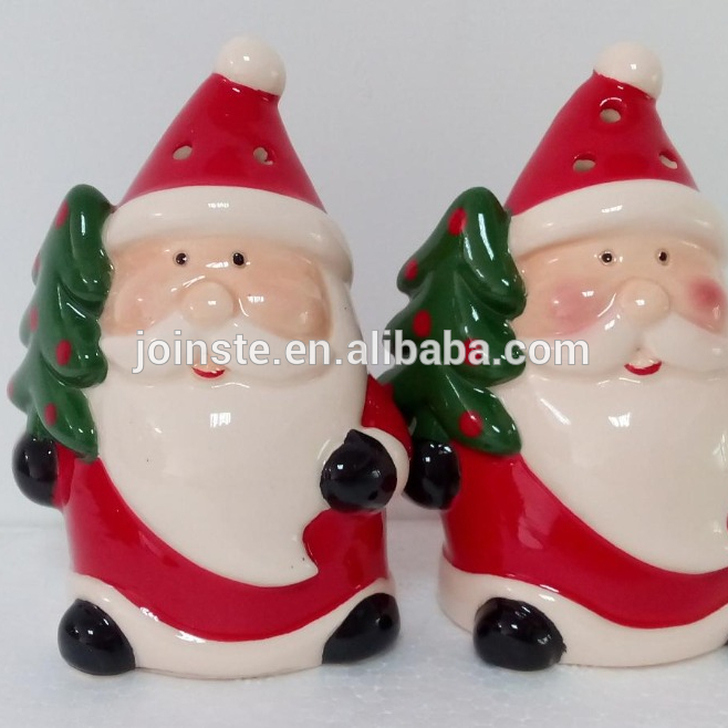 Customized Christmas Santa ceramic salt and pepper shaker set Christmas gift