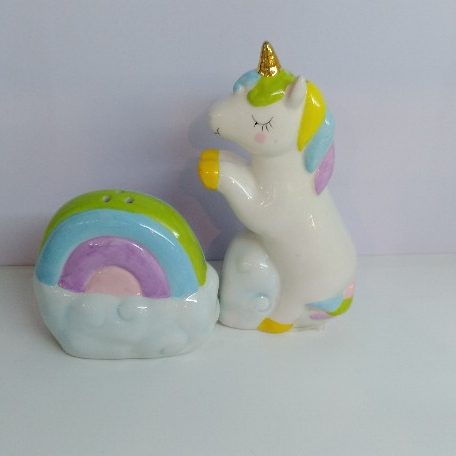 personalized ceramic unicorn shape salt and pepper shakers , novelty pepper shaker