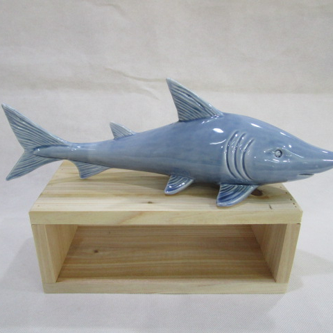 Ceramic Shark Decoration Wall-Mounted Aluminum Silver Home Classic Artwork Figurine