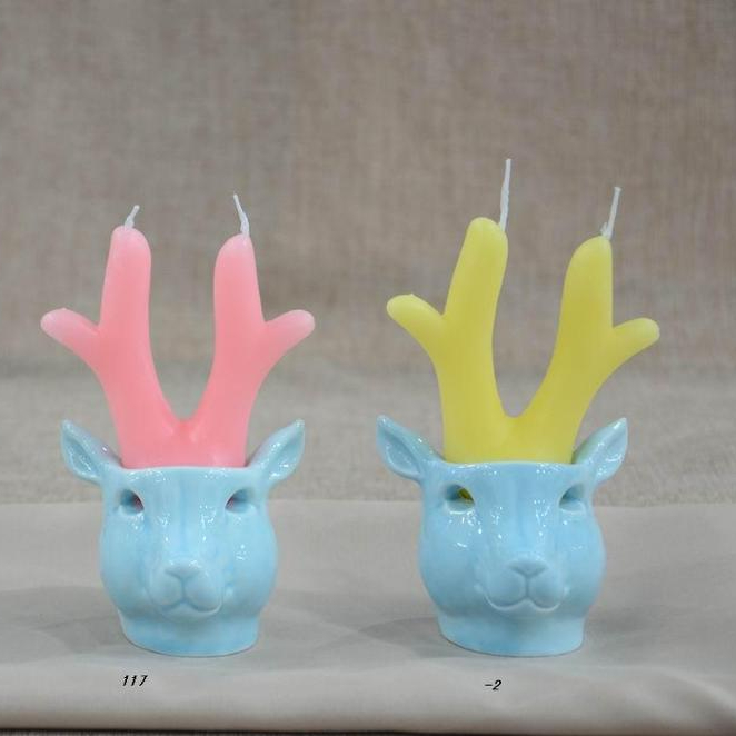 Deer Head tealight Candles with Ceramic Deer candle holder