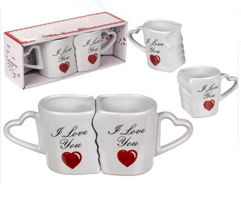 Ceramic  stoneware double mug ,valentine's day couple mug