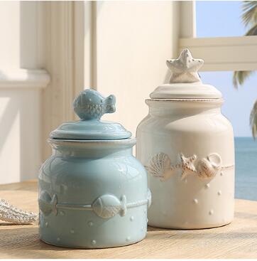 Fresh ceramic ocean wind decoration bay storage tank,storage jars