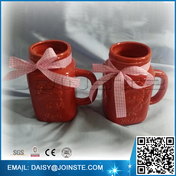 Chocolate color couple cup square snowman and santa ceramic christmas mug