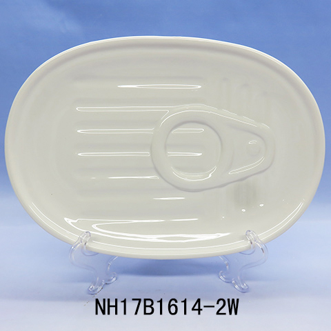 Embossed ring pull textures white ceramic oval salad dishes