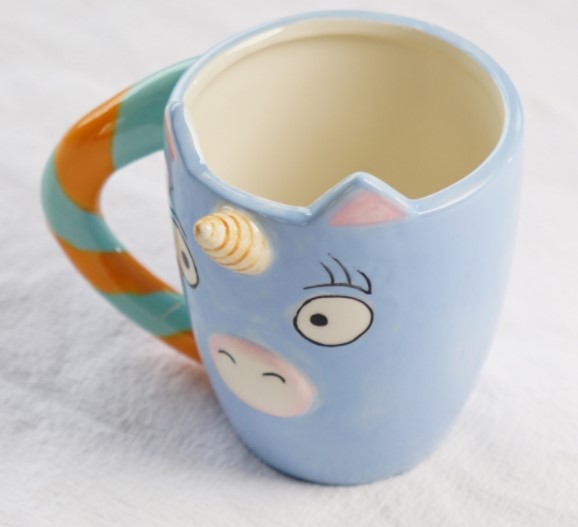 Customized hot sale 3d blue color carton figure ceramic mug coffee mug