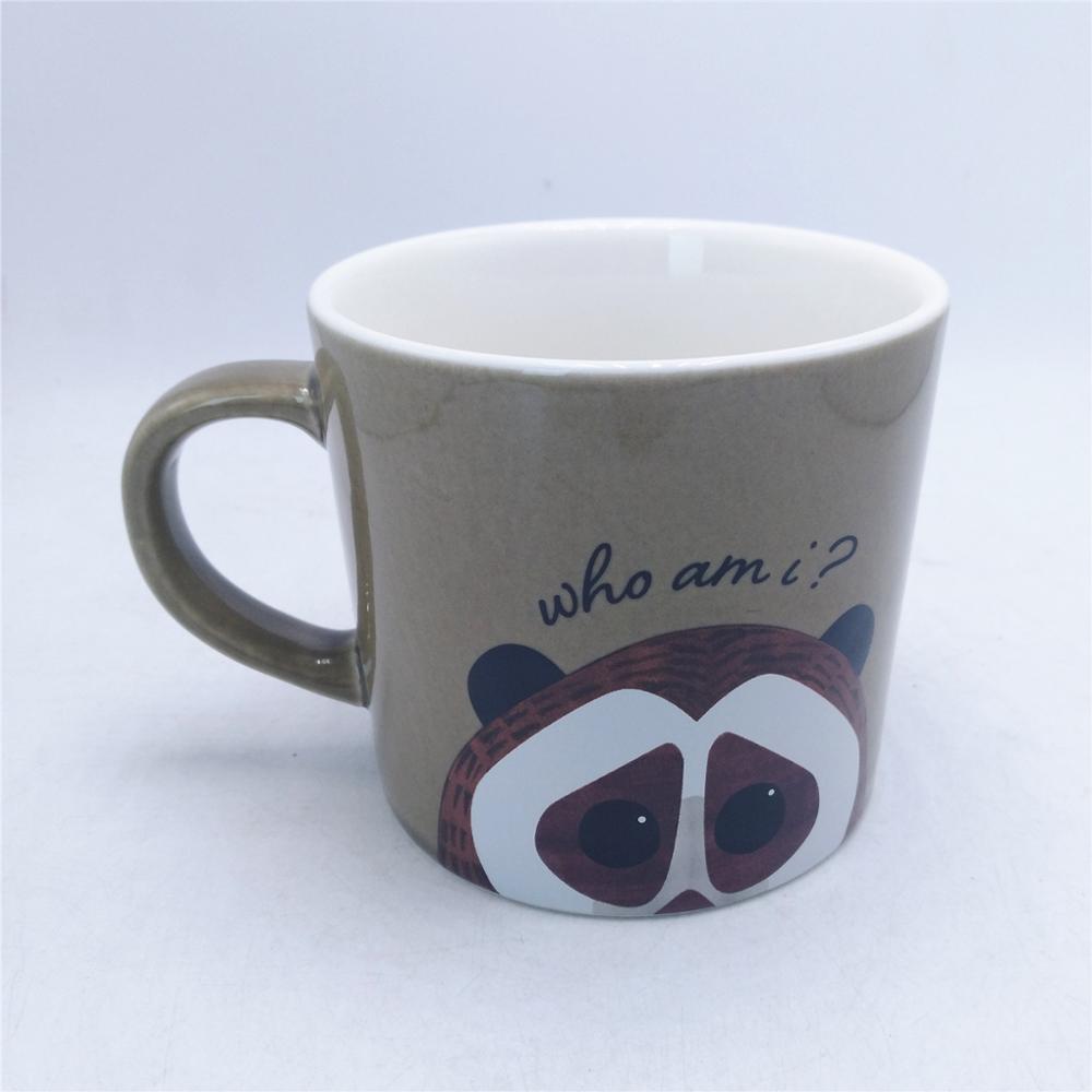 Custom   brown  bear printing coffee mug,white inside  handmade  coffee mug cup