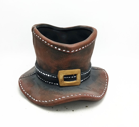 Antique cowboy caps shaped jeans flower pot