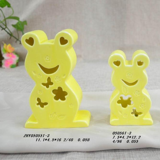 Yellow Frog Shape Ceramic Tealight Candle Holder, Custom shape