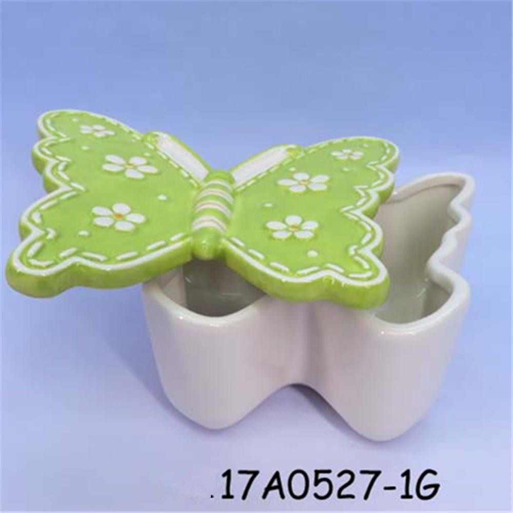 Green butterfly shape jewelry box ceramic jewelry gift box wholesale