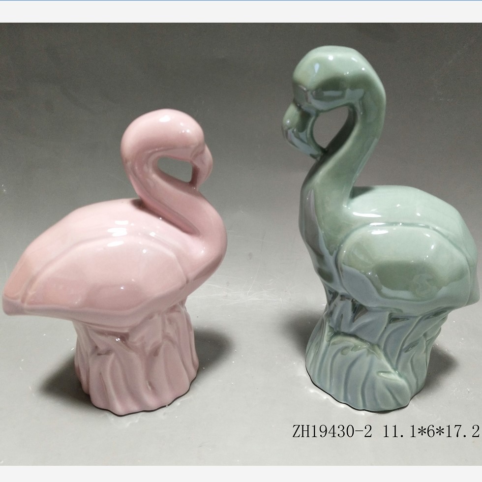 Chinese handmade decoration pieces newest style home decoration pink flamingo figurine natural Animals statue