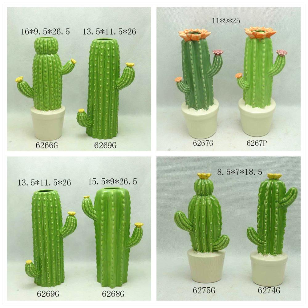 Custom novelty cactus shape vase ceramic home decorative flower vase