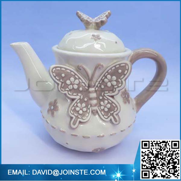 Chinese teapot butterfly teapot,white porcelain teapot with lid