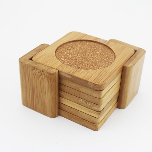 Wooden Wood Bamboo Coaster Set