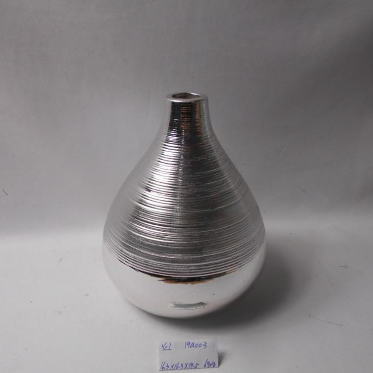 Custom newly design silver ceramic flower vase electroplate flower pot