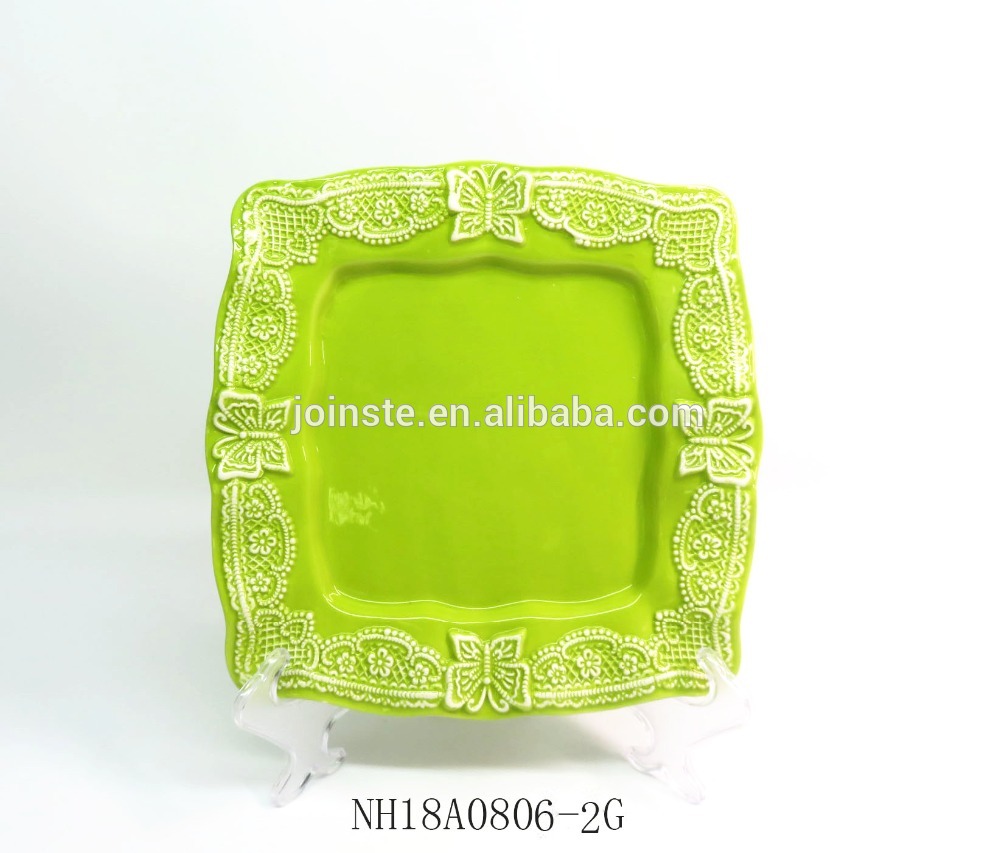 The Pioneer butterfly Lace green Dinnerware ceramic snack dishes