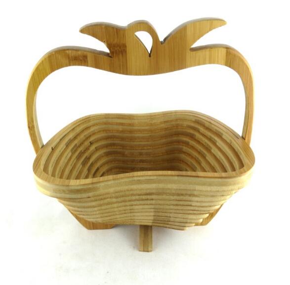 Natural Wooden Bamboo Folding Collapsible Fruit Veggie Basket, PineApple shape