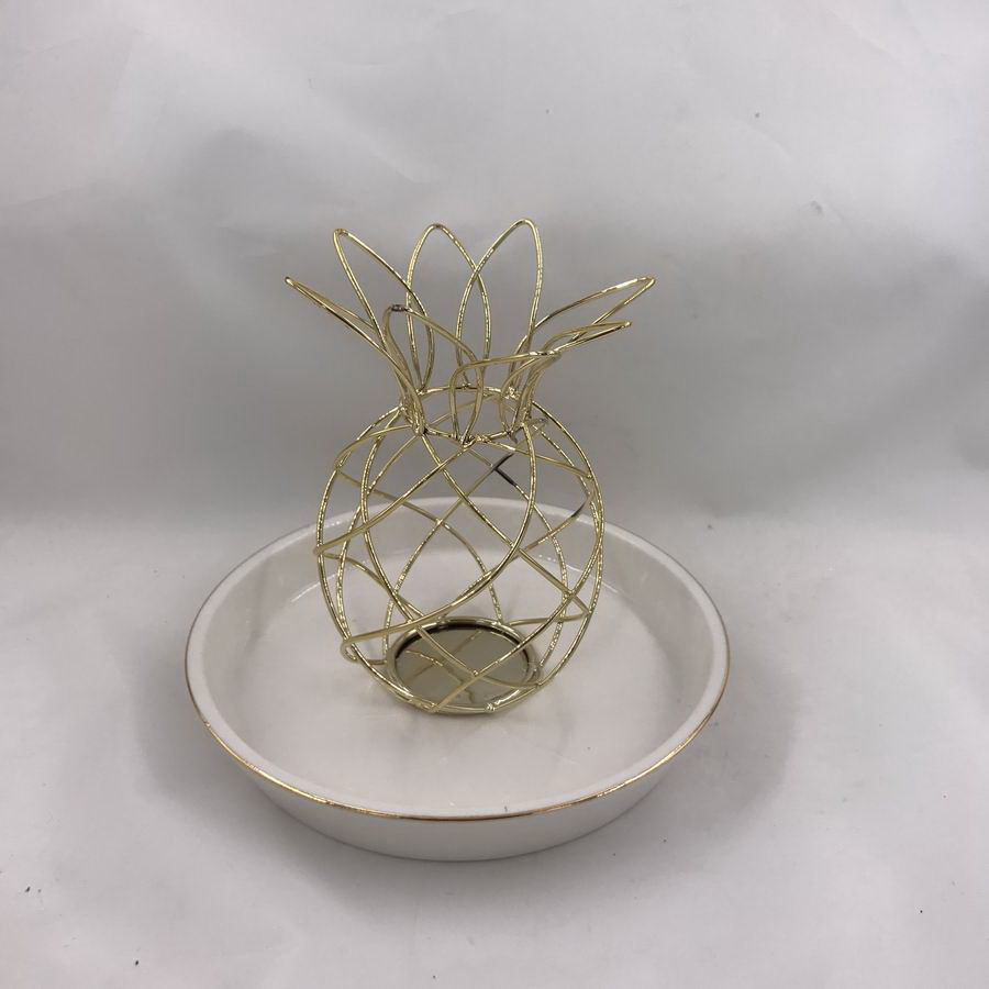 Wired pineapple earrings holder,ceramic ring dish,jewelry box ring holders