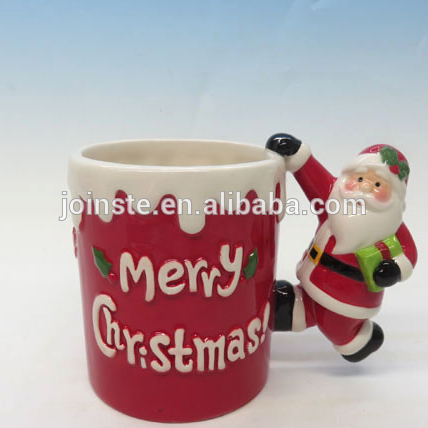 Customized Christmas ceramic mug gift with Santa handle